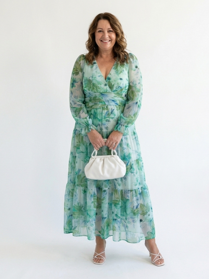 Althea | Maxikleid mit Blumenmuster und langen Ärmeln