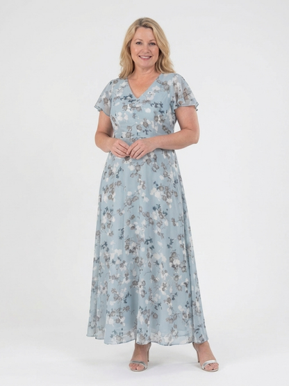 Ismeria | Chiffon-Maxikleid mit Blumenmuster