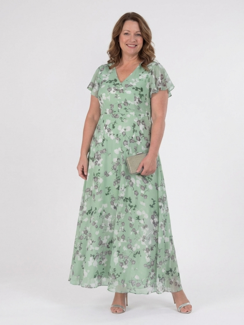 Ismeria | Chiffon-Maxikleid mit Blumenmuster