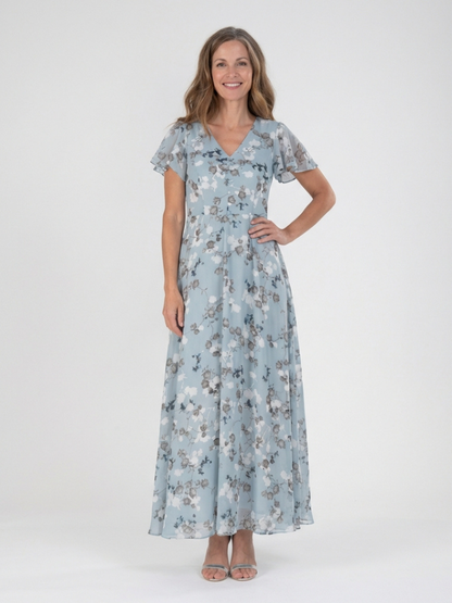 Ismeria | Chiffon-Maxikleid mit Blumenmuster