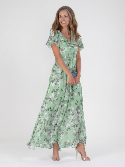 Ismeria | Chiffon-Maxikleid mit Blumenmuster
