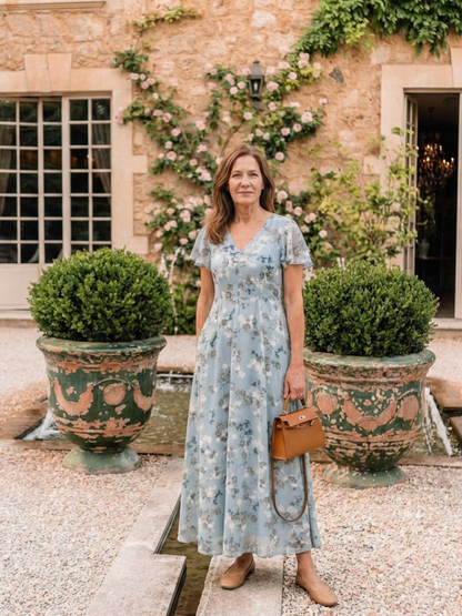 Ismeria | Chiffon-Maxikleid mit Blumenmuster