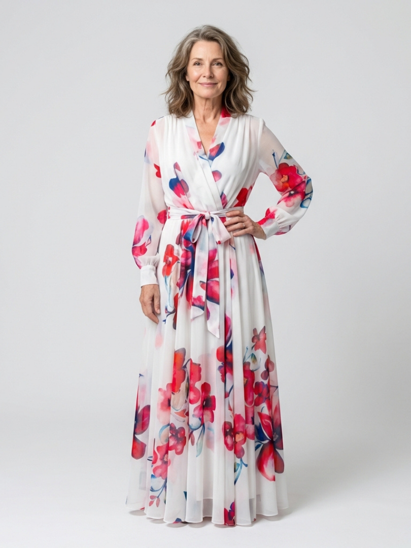 Lillian | Florales Wickelmaxikleid mit langen Ärmeln