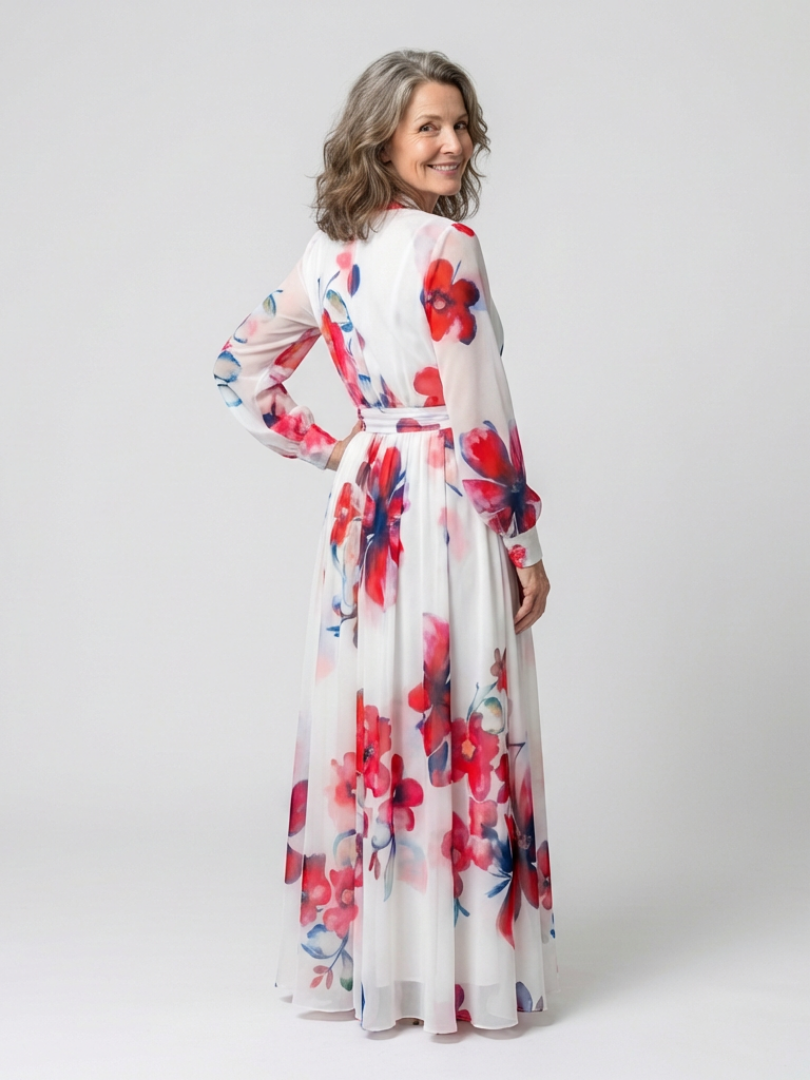 Lillian | Florales Wickelmaxikleid mit langen Ärmeln
