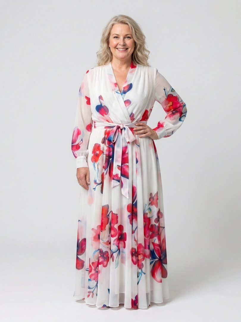 Lillian | Florales Wickelmaxikleid mit langen Ärmeln